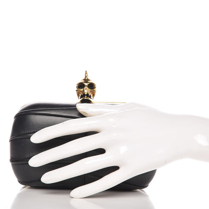 Alexander McQueen Lambskin Pleated Skull Box Clutch Black 2 of 10