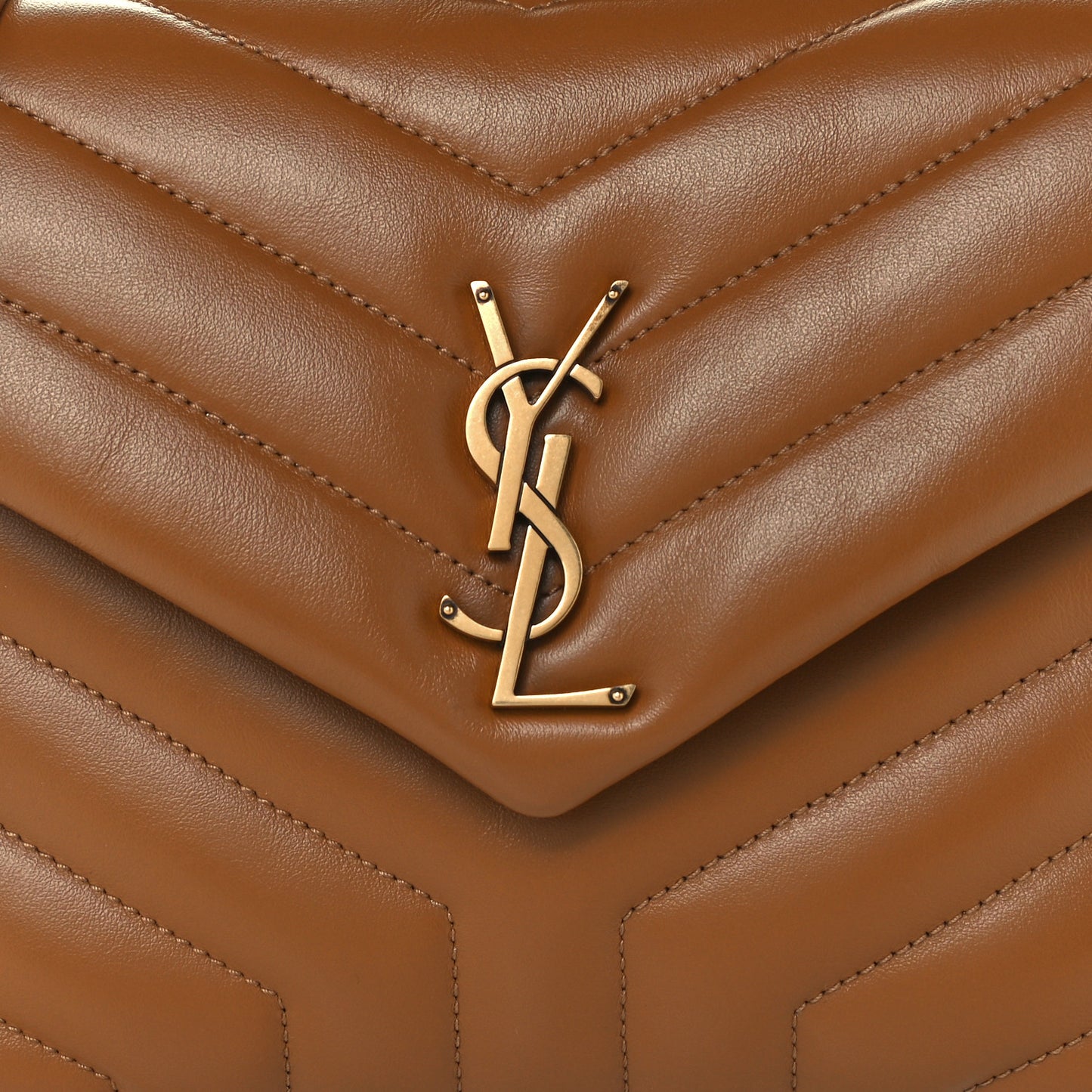 Calfskin Y Quilted Monogram Small Loulou Chain Satchel Dark Natural