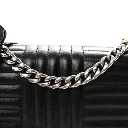 Prada Soft Calfskin Impunture Diagramme Large Chain Flap Shoulder Bag Black 7 of 9