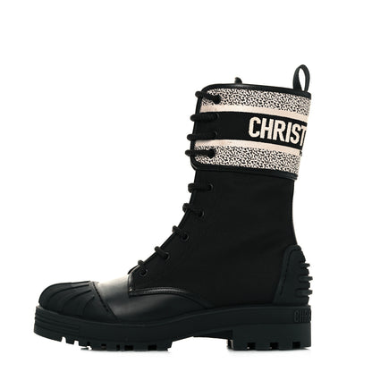 Christian Dior Calfskin Technical Fabric D-Major Ankle Boots 39 Black White 1 of 7