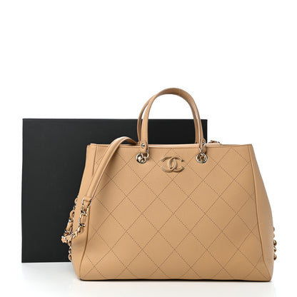 Chanel Bullskin Stitched Medium Shopping Bag Beige 10 of 10