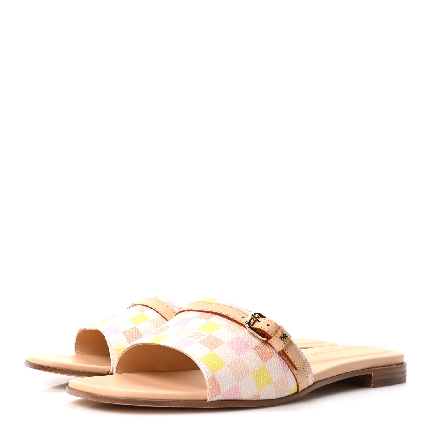 Louis Vuitton Damierlicious Neo Revival Flat Mule Sandals 40 Rose Peach 4 of 10