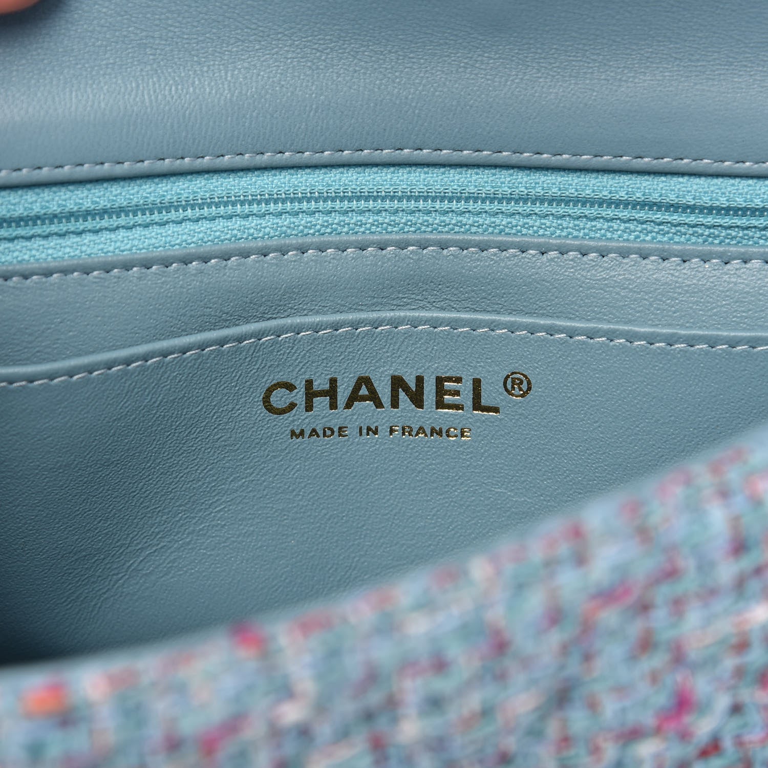 Chanel Tweed Quilted Mini Rectangular Flap Blue Multicolor 8 of 11