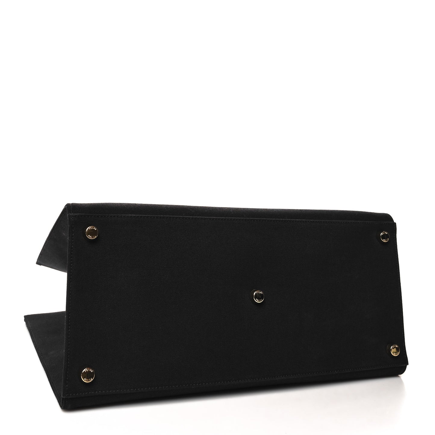 X VERSACE Cotton Canvas Cuoio Romano Fendace Logo Embroidered Signature Shopping Tote Black Gold