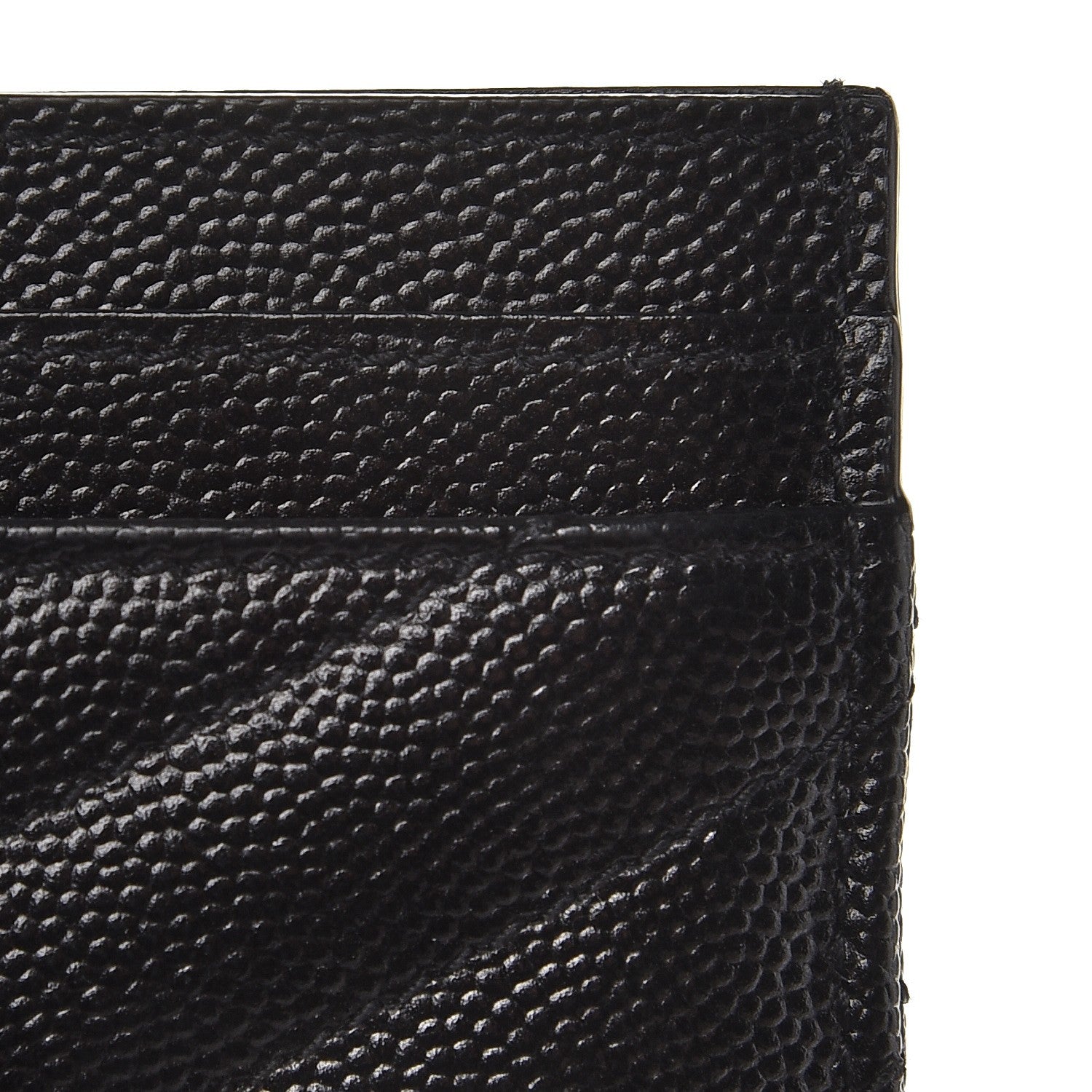 Saint Laurent Grain De Poudre Matelasse Chevron Monogram Credit Card Case Black 8 of 9