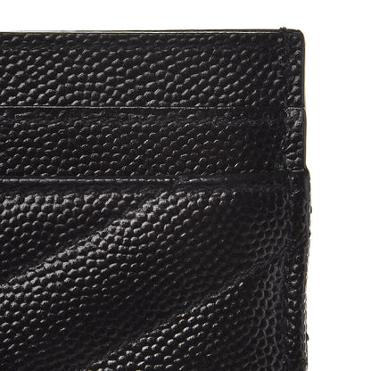 Saint Laurent Grain De Poudre Matelasse Chevron Monogram Credit Card Case Black 8 of 9