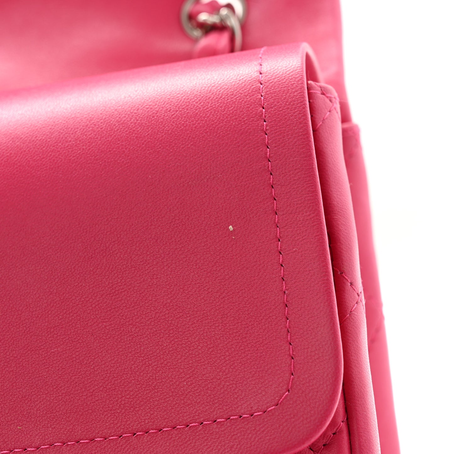 Lambskin Quilted Maxi Double Flap Dark Pink