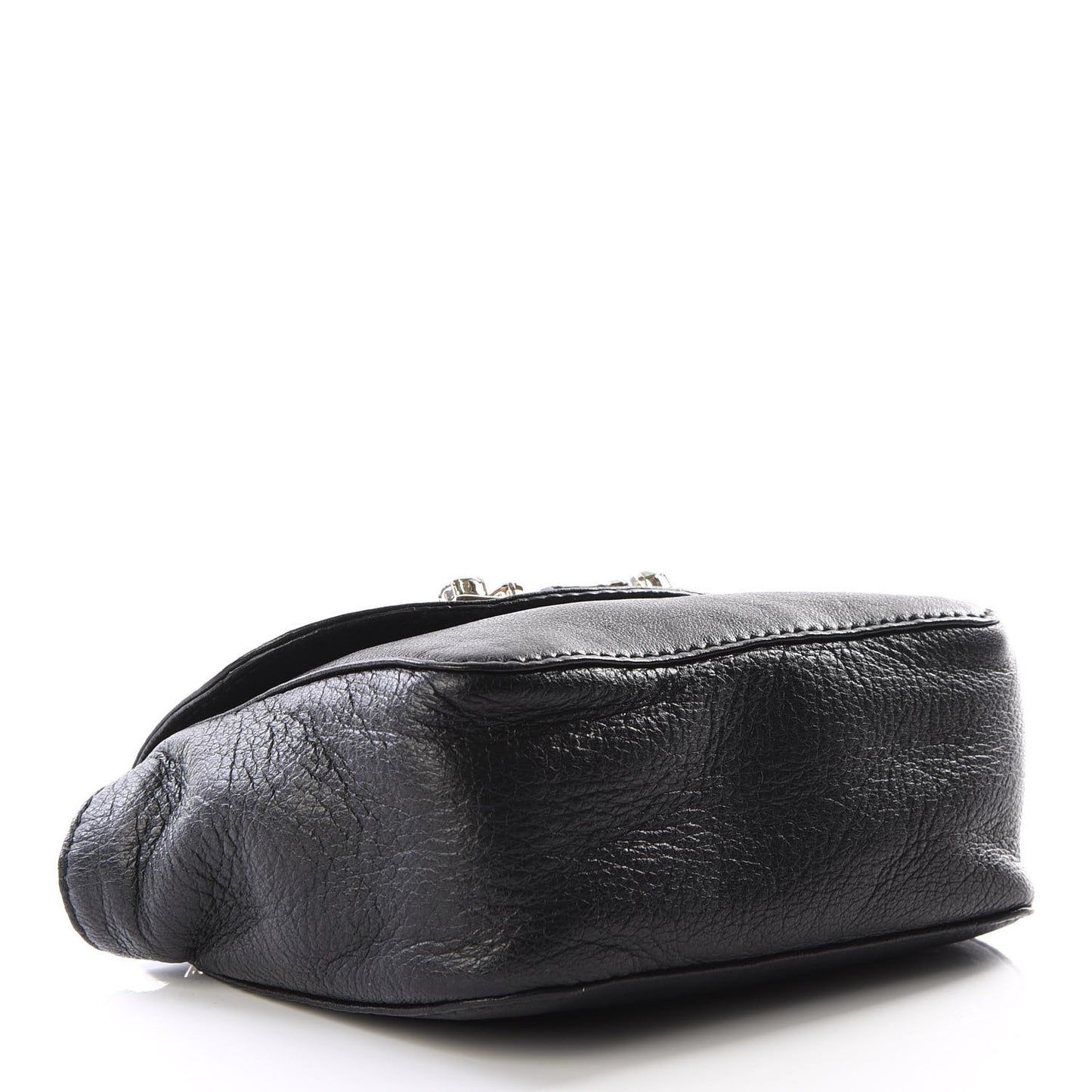 Grained Calfskin Crystal Mini Lily Crossbody Bag Black