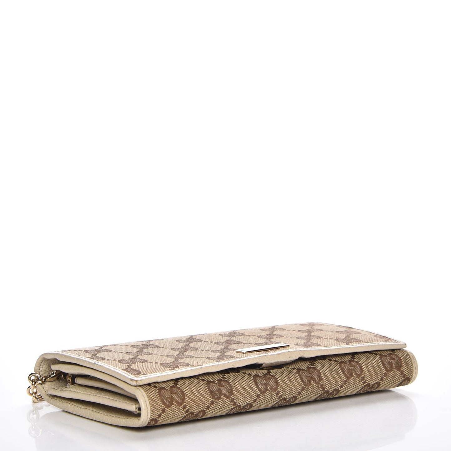 Monogram Metal Bar Chain Wallet Beige