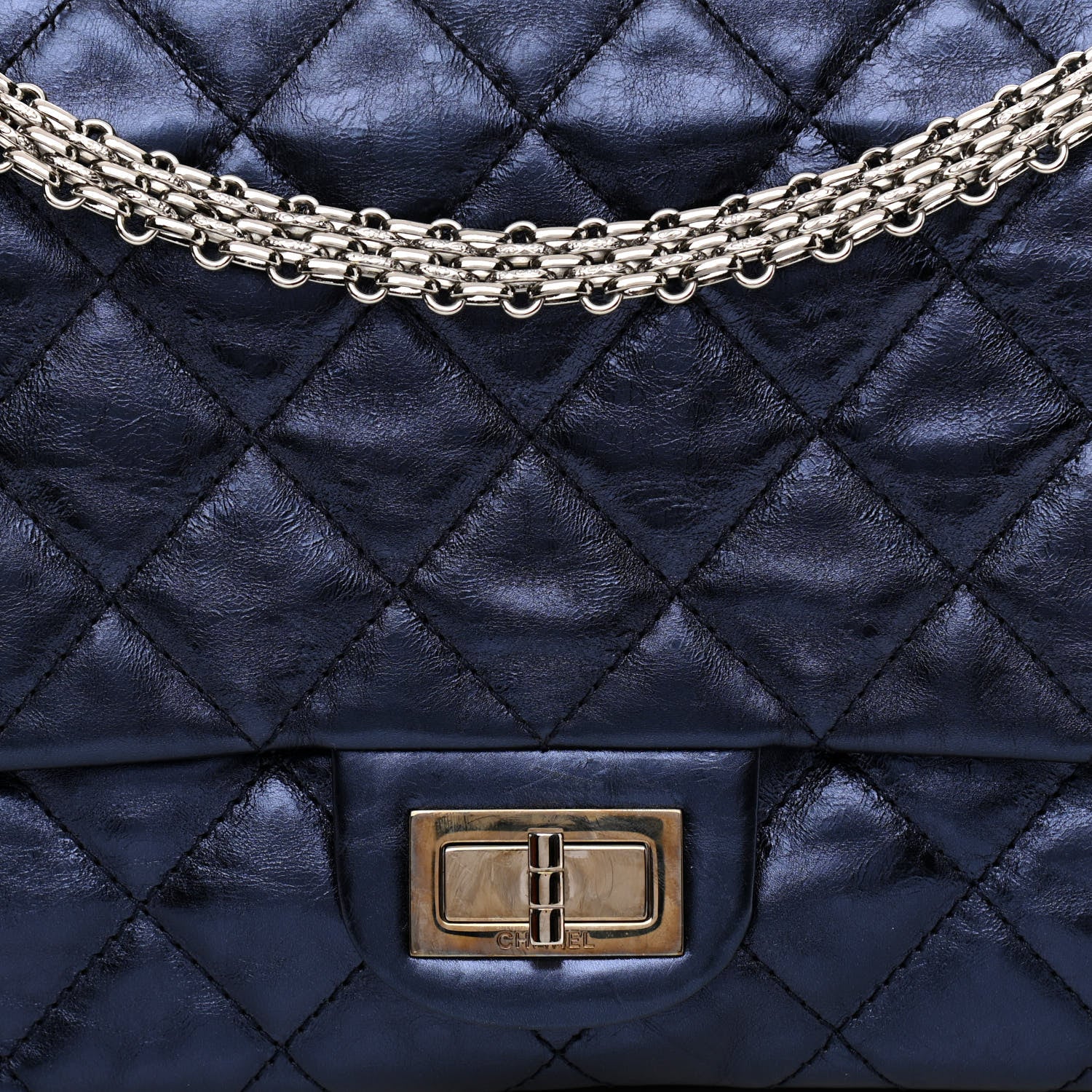 Chanel Aged Calfskin Quilted 2.55 Reissue 228 Flap Blue 8 of 12