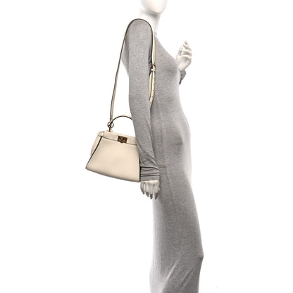 Fendi Vitello Seta Suede FF Mini Peekaboo Iconic Satchel Uovo Sigaro Marrone 2 of 9