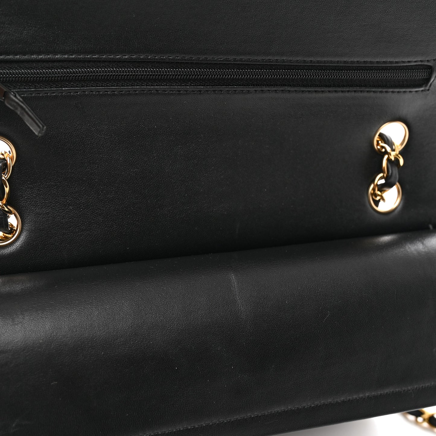 Lambskin Quilted Medium Double Flap Black