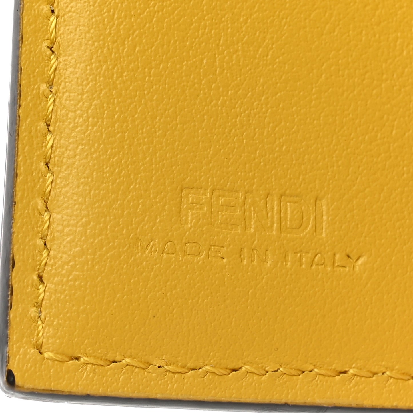 Vitello Liberty F is Fendi Bi-Color FF 1974 Embossed Micro Tri-Fold Envelope Wallet Maya Black Sunflower