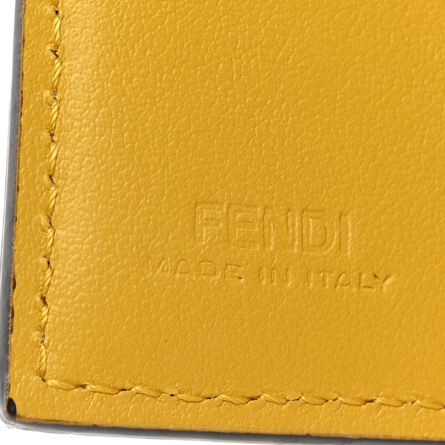 Fendi Vitello Liberty F is Fendi Bi-Color FF 1974 Embossed Micro Tri-Fold Envelope Wallet Maya Black Sunflower 7 of 10