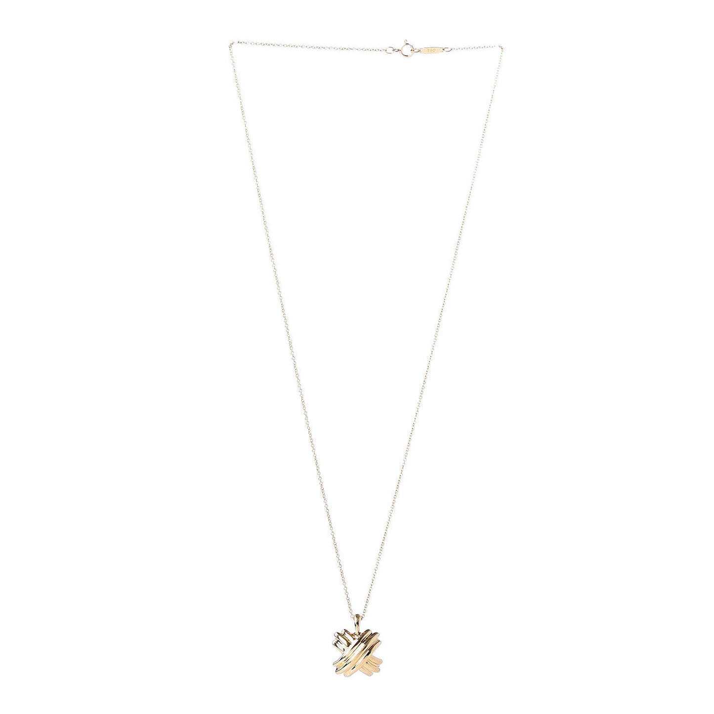 18K Yellow Gold Large Signature X Pendant Necklace