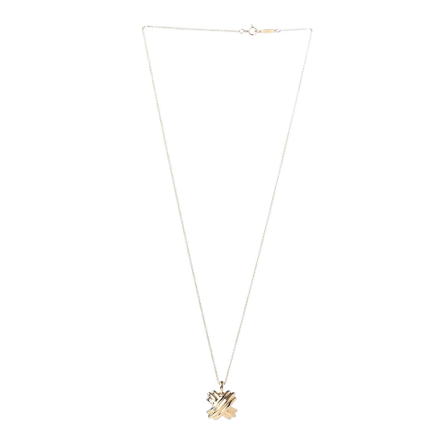 Tiffany 18K Yellow Gold Large Signature X Pendant Necklace 3 of 7