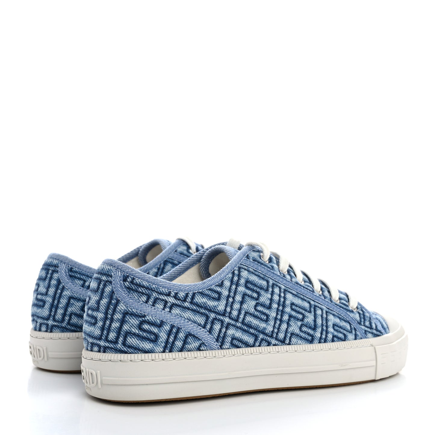 Denim Jacquard FF Matelasse Womens Domino Low Top Sneakers 38 Blue Navy