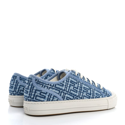 Fendi Denim Jacquard FF Matelasse Womens Domino Low Top Sneakers 38 Blue Navy 5 of 10