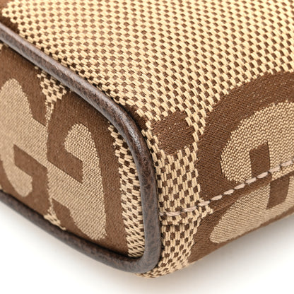 Gucci Monogram Jumbo GG Textured Dollar Calfskin Web Wristlet Messenger Bag Camel Ebony New Acero 9 of 9