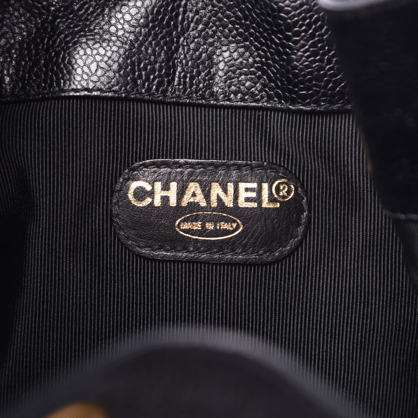 Caviar CC Drawstring Shoulder Bag Black
