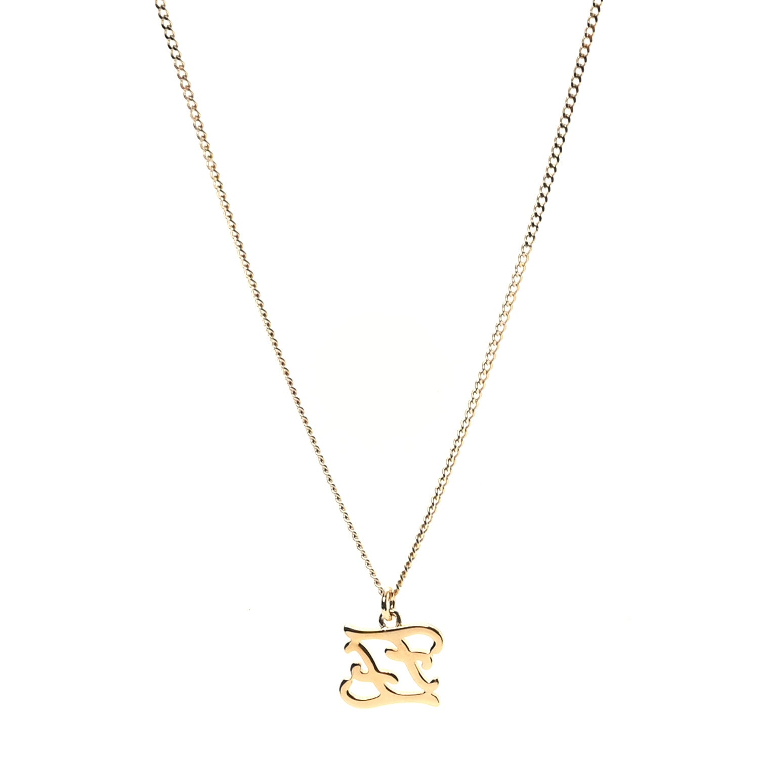 Fendi Metal Karligraphy Necklace Gold 1 of 6