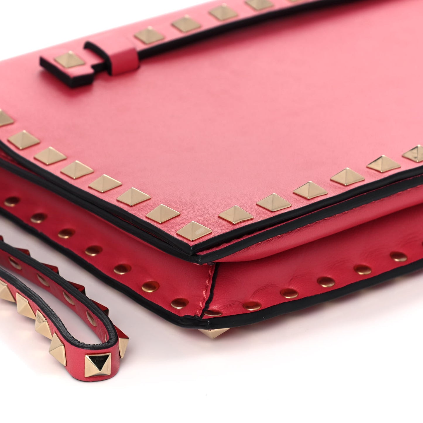 Nappa Rockstud Wristlet Clutch Deep Rose