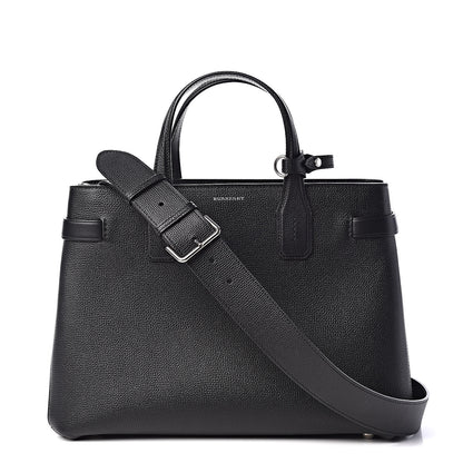 Burberry Derby Calfskin Vintage Check Medium Banner Tote Black 1 of 12