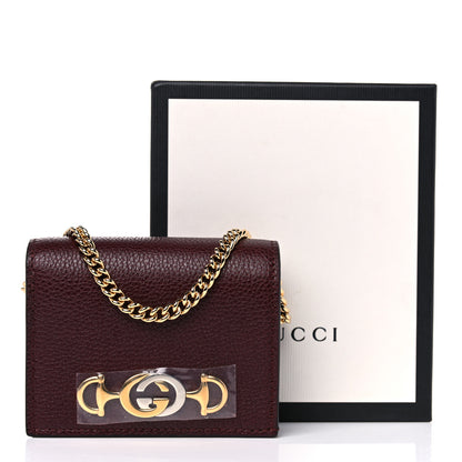 Gucci Grainy Calfskin Zumi Chain Card Case Wallet Vintage Bordeaux 8 of 8