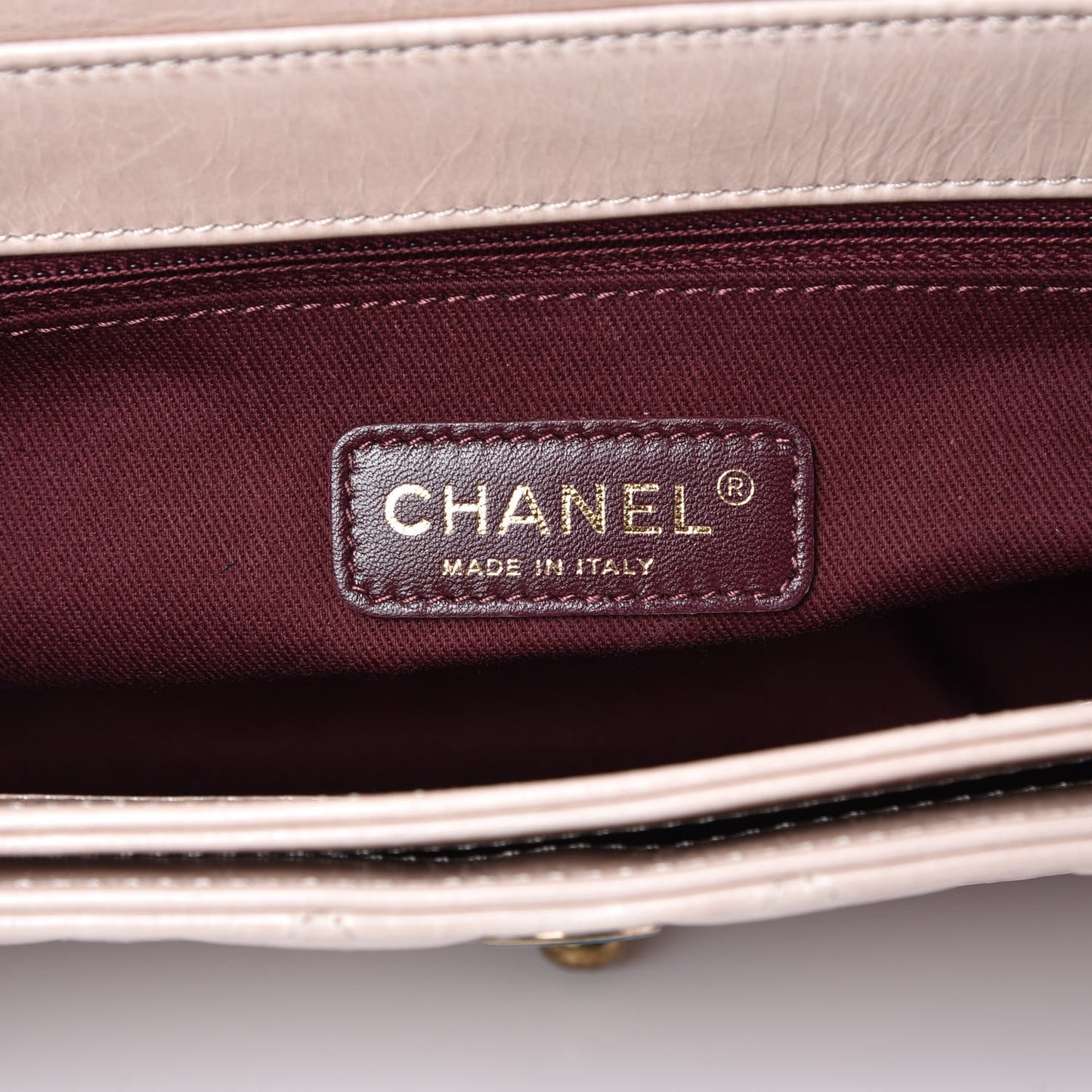 Glazed Calfskin Quilted Large Perfect Edge Flap Light Pink