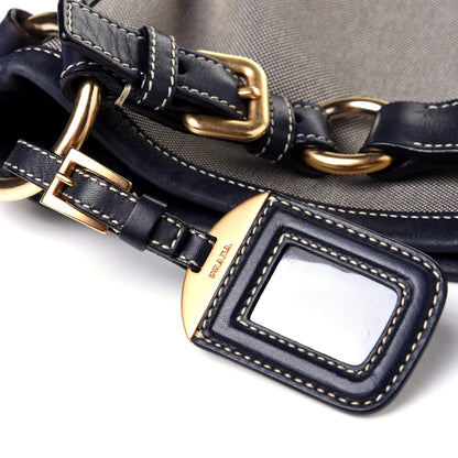 Prada Jacquard Logo Hobo Corda Navy 11 of 13