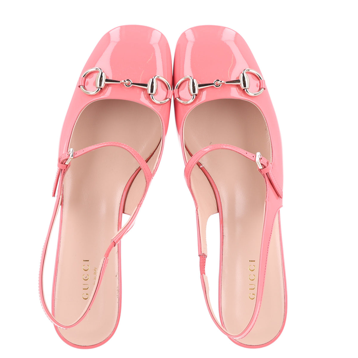 Gucci Vernice Crystal Horsebit Charlotte 42mm Slingback Pumps 39 Bubble Gum 2 of 10