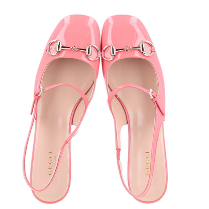 Gucci Vernice Crystal Horsebit Charlotte 42mm Slingback Pumps 39 Bubble Gum 2 of 10