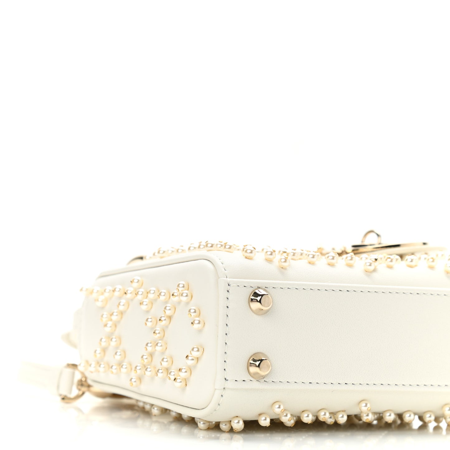 Lambskin Pearl Cannage Micro Lady Dior Latte