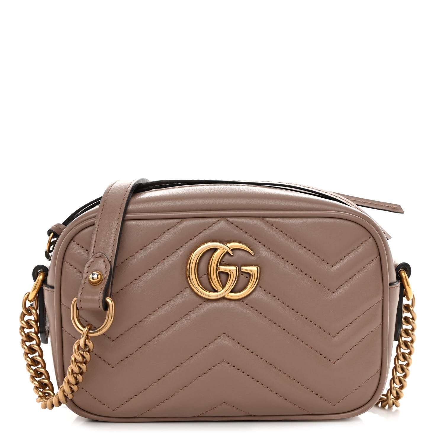 Gucci Calfskin Matelasse Mini GG Marmont Chain Shoulder Bag Porcelain Rose 1 of 11