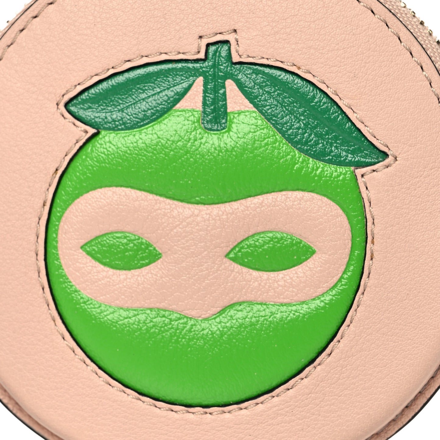 Grained Calfskin Visite Masquée Round Coin Purse Nude