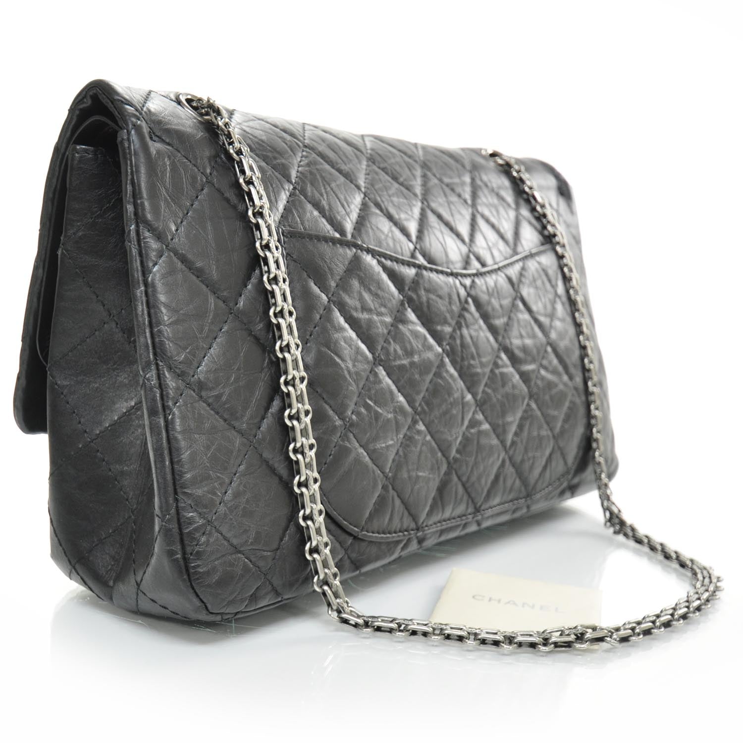 Chanel Distressed Leather 2.55 Reissue 227 Jumbo Flap Black 2 of 9