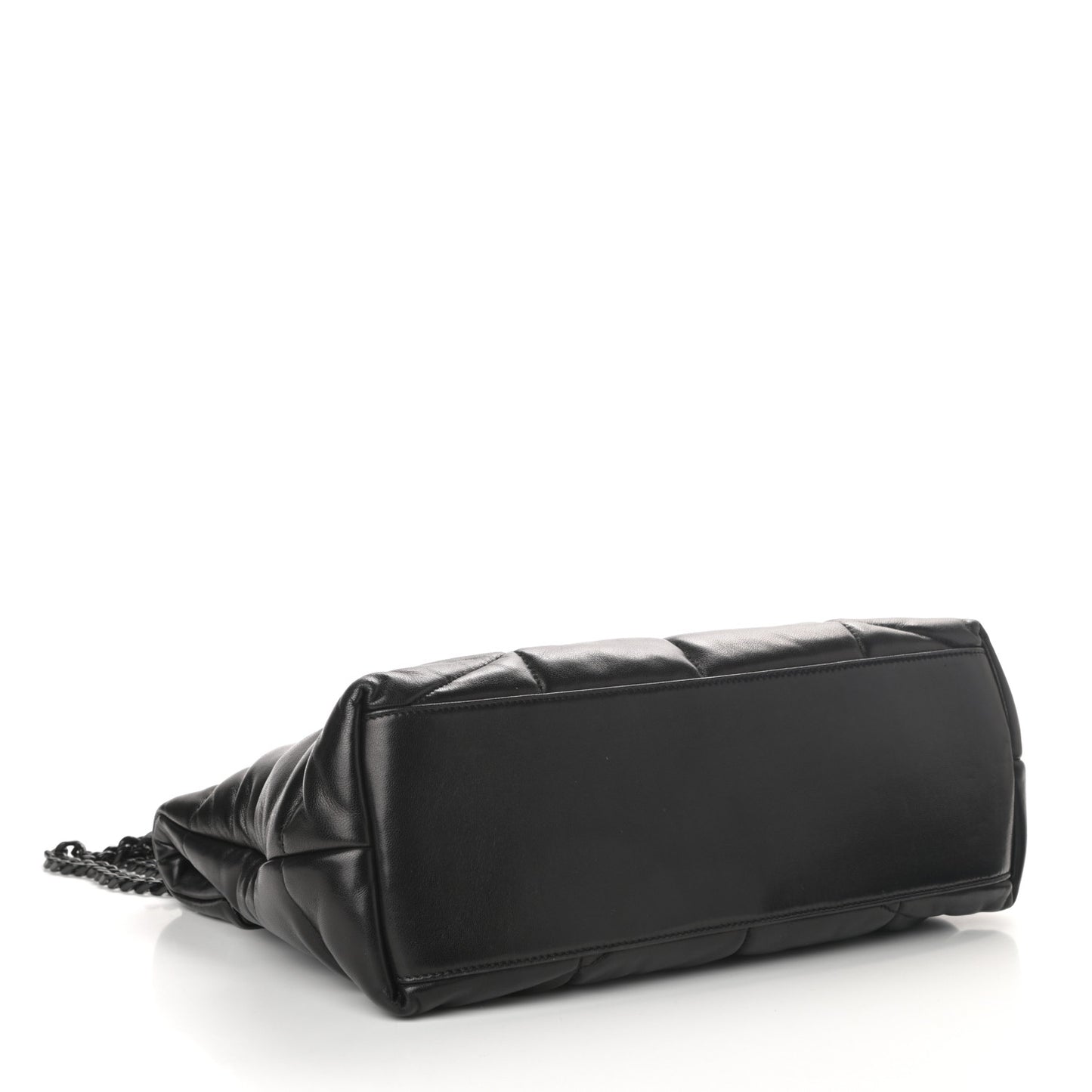 Lambskin Quilted Medium Loulou Puffer Monogram Chain Satchel Black