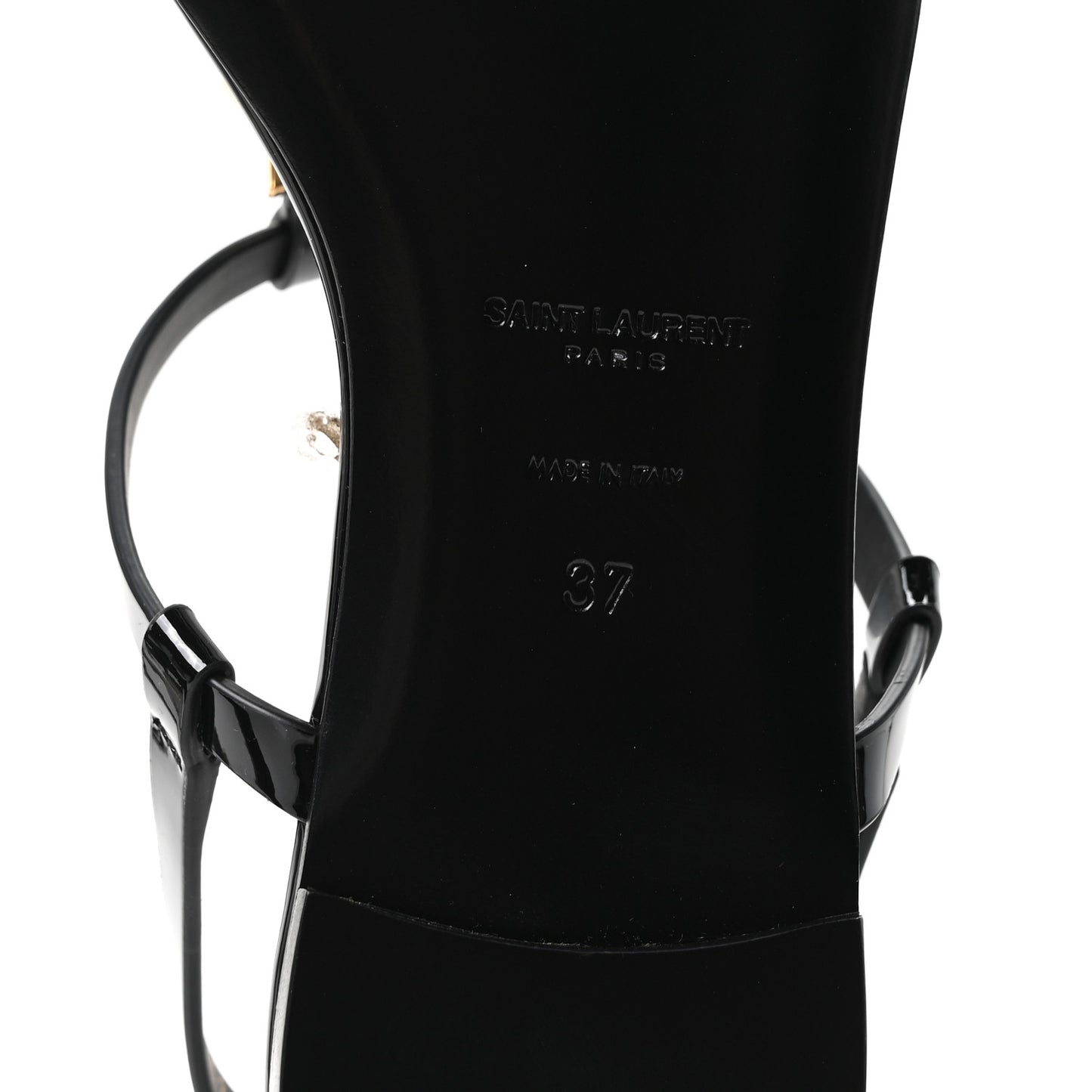 Patent Calfskin Cassandra Monogram Sandals 37 Black
