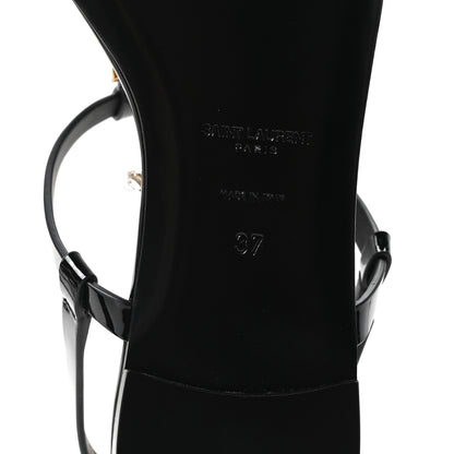 Saint Laurent Patent Calfskin Cassandra Monogram Sandals 37 Black 7 of 10