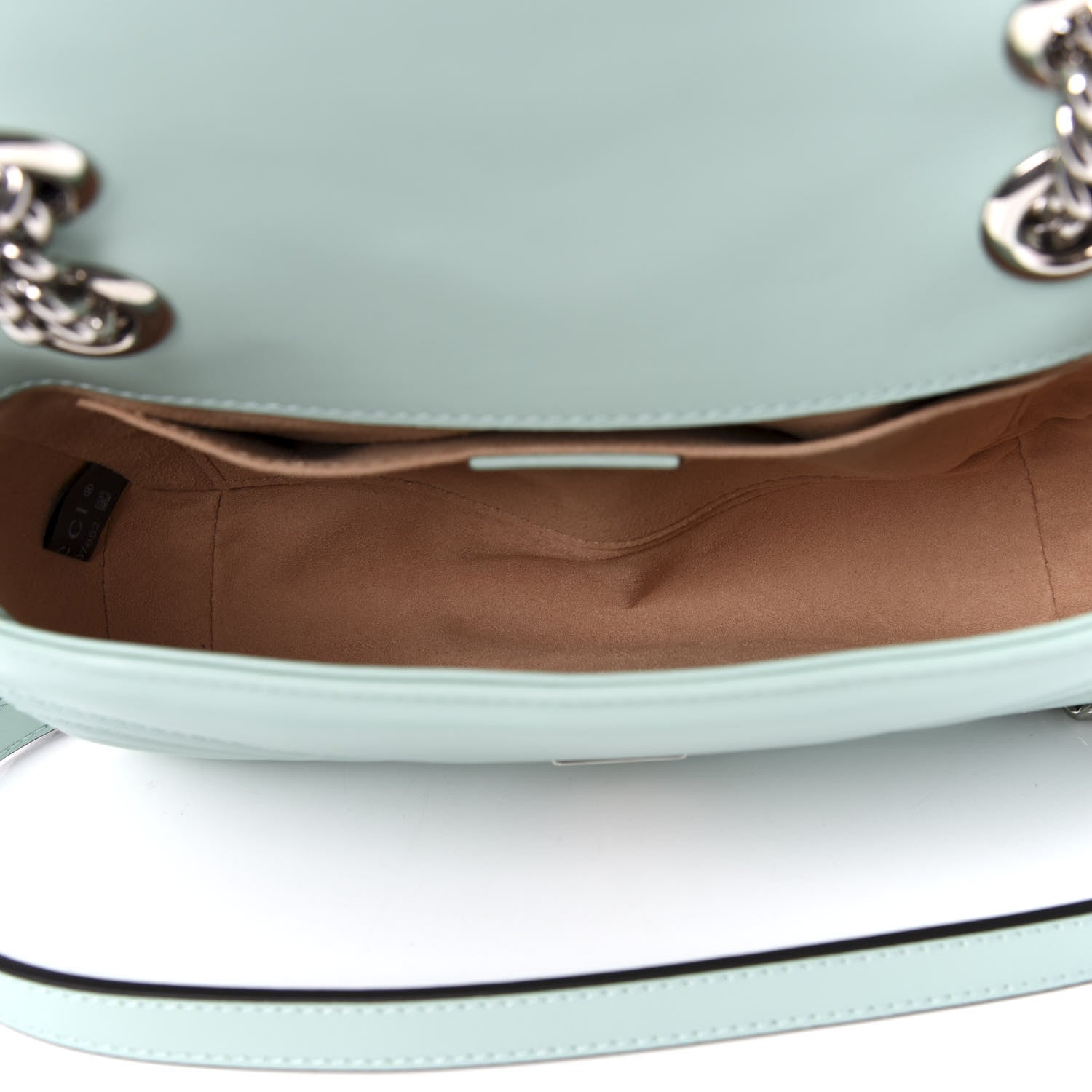 Gucci Calfskin Matelasse Mini GG Marmont Shoulder Bag Water Green 5 of 9