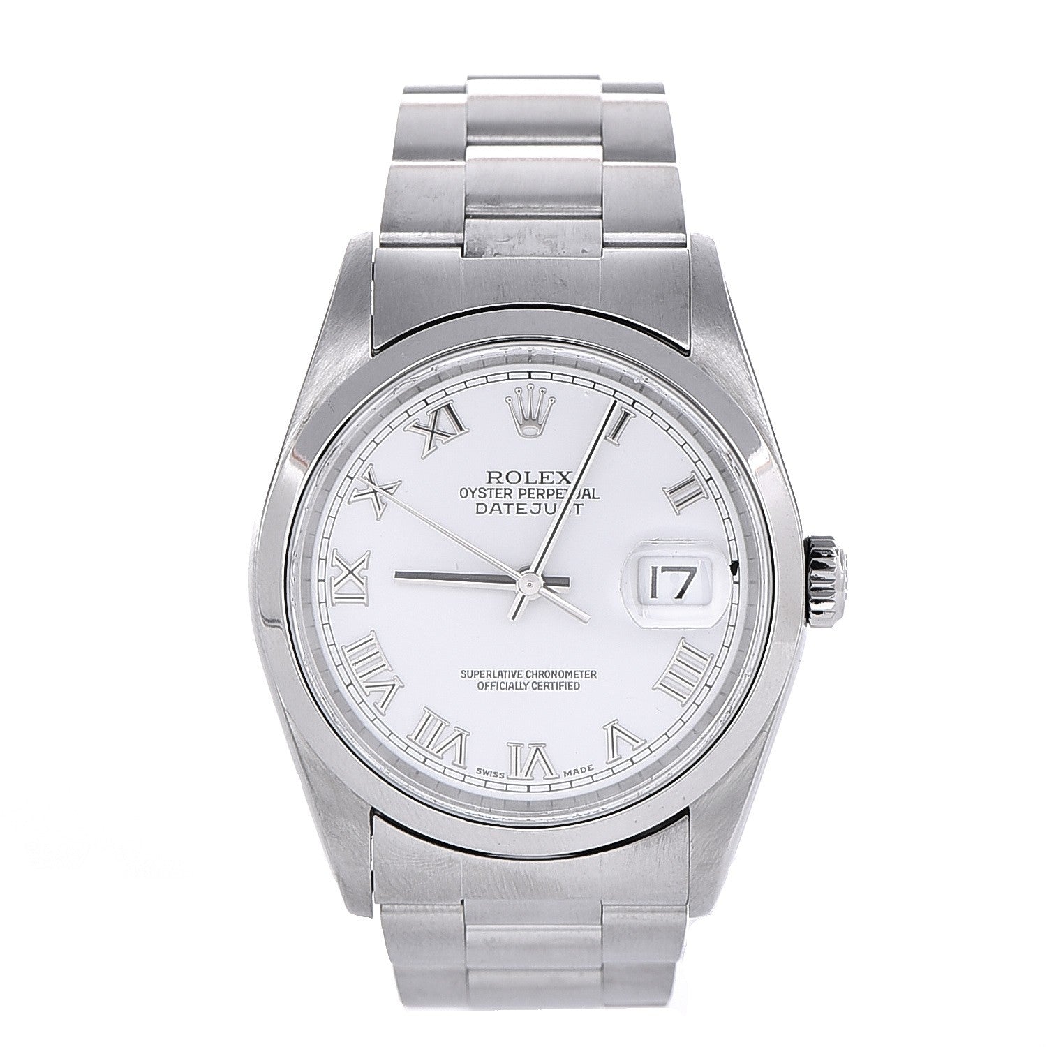 Rolex Stainless Steel 36mm Oyster Perpetual Datejust Watch White Roman 16220 1 of 7