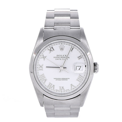 Rolex Stainless Steel 36mm Oyster Perpetual Datejust Watch White Roman 16220 1 of 7