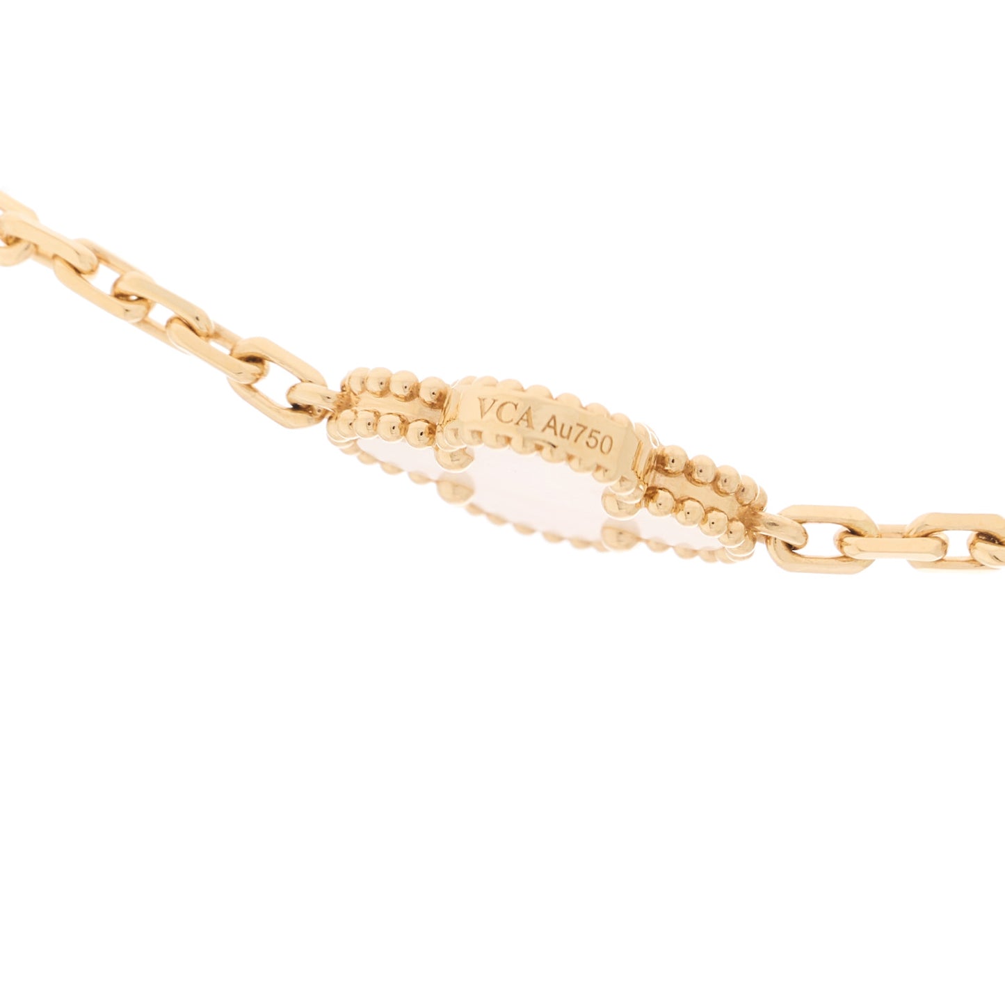 18K Yellow Gold Mother of Pearl 10 Motifs Vintage Alhambra Necklace