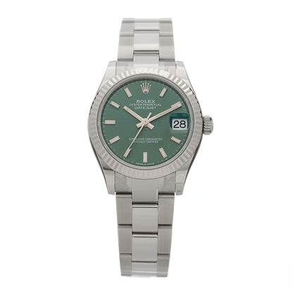 Rolex Stainless Steel 18K White Gold 31mm Oyster Perpetual Datejust Watch Mint Green 278274 1 of 5