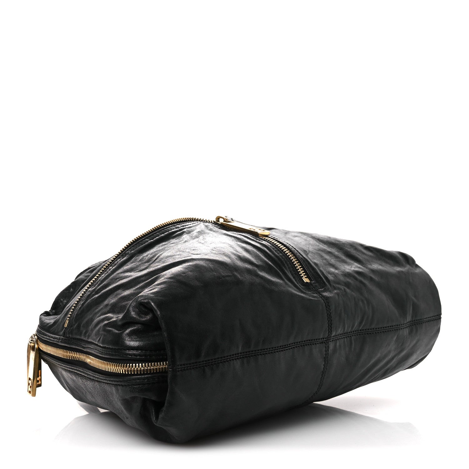 Fendi Sheepskin Zipper Satchel Black 4 of 14