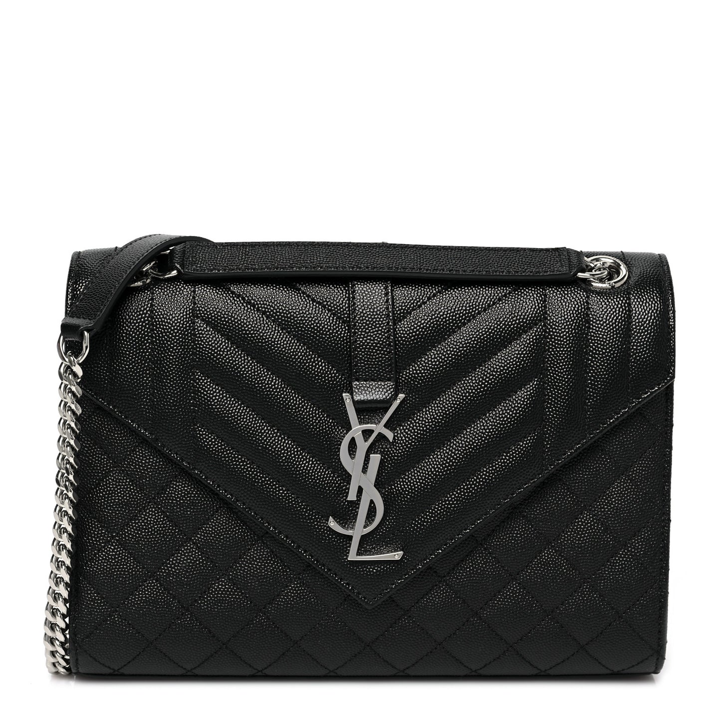 Grain De Poudre Textured Mixed Matelasse Triquilt Medium Monogram Satchel Black