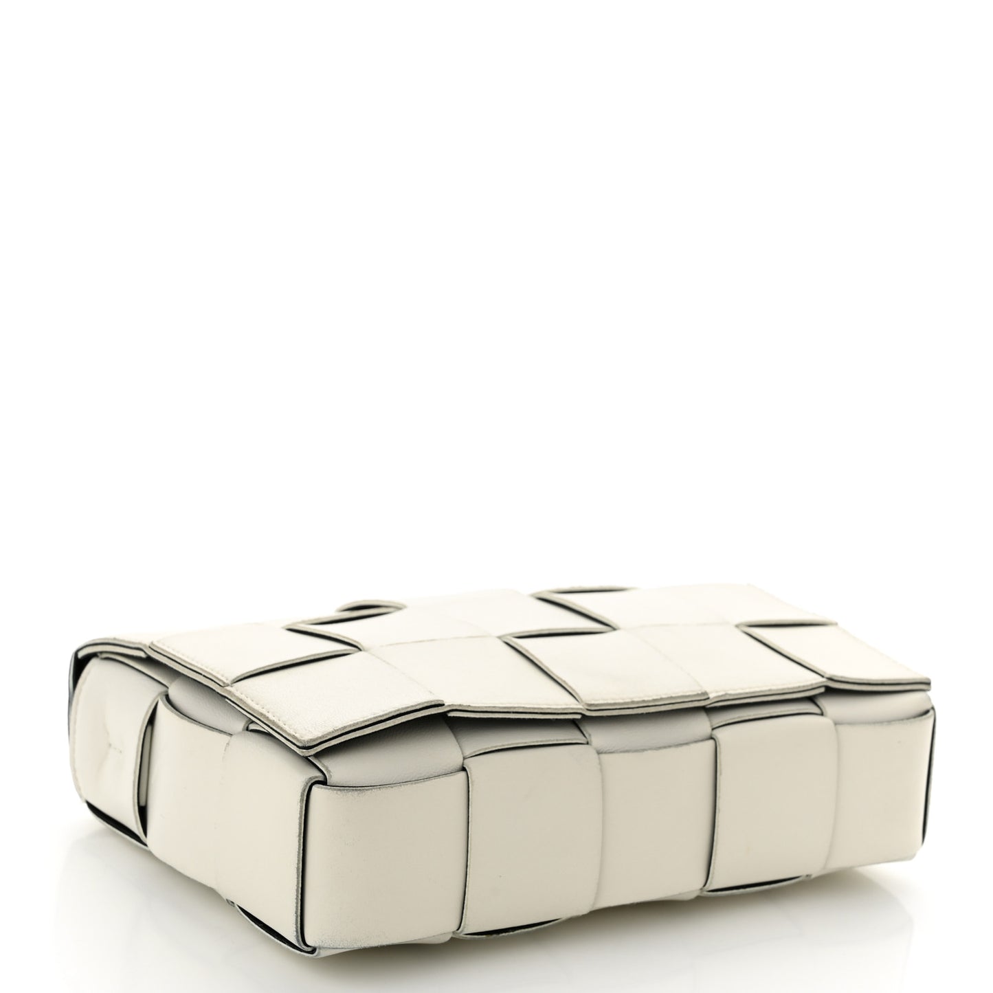Lambskin Maxi Intrecciato Cassette Crossbody Bag White
