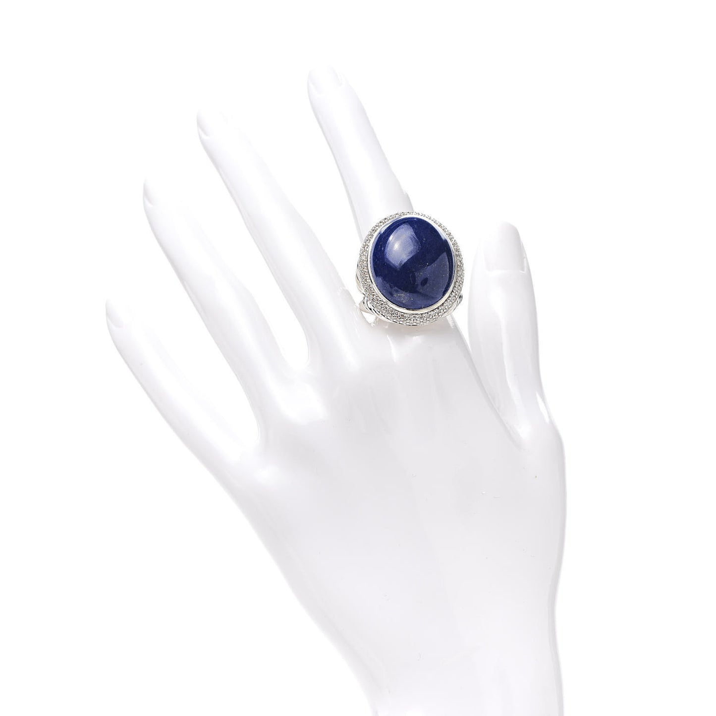 Sterling Silver Diamond Lapis Lazuli Signature Oval Ring 55 7.25