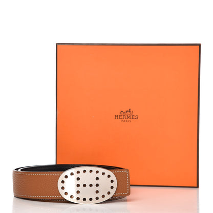 Hermes Box Togo 32mm Reversible Mirage Belt 85 Black Gold 7 of 7