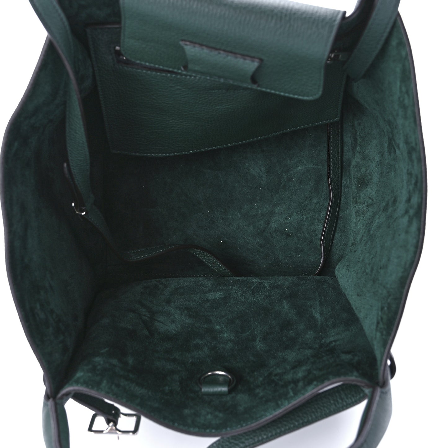 Supple Grained Calfskin Small Big Bag Dark Green